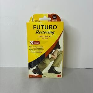 FUTURO Restoring Dress Socks for Men 71035BLEN, Medium, Black Firm Compression